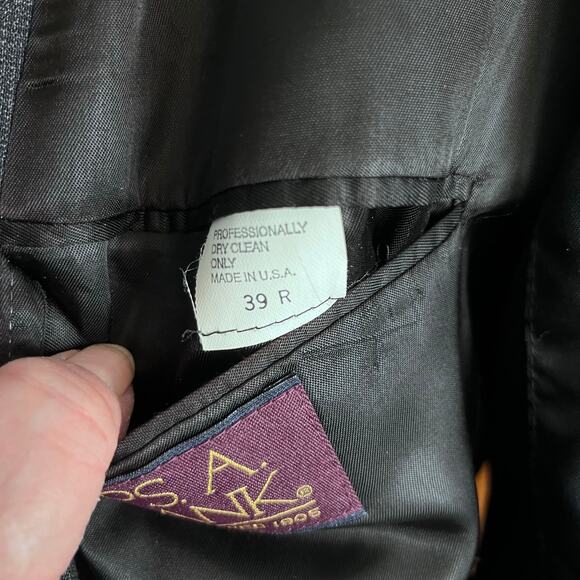 Jos. A. Bank Plaid Window Pane Gray 3 Button Sport Coat Jacket Career 39R - Picture 9 of 9